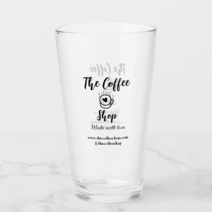 Das Kaffeehaus und das Website-Sozial-Media-Geschä Glas