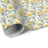 Das Kaleidoskop der Natur: Lemon & Blue Floral Geschenkpapier (Rolleneckpunkt)