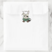 Das Kaninchen. Ein Hubschrauberpilot. AUFKLEBER! Runder Aufkleber (Tasche)