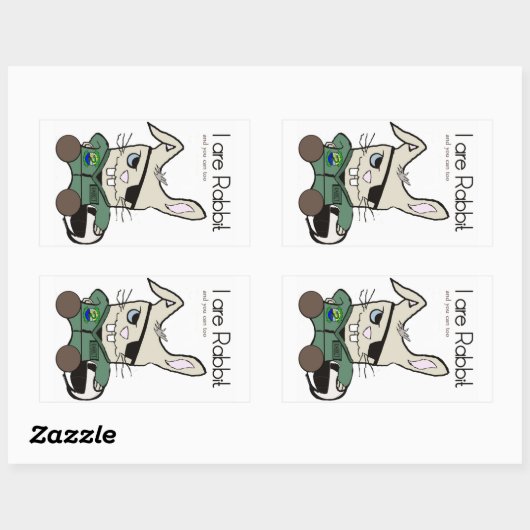 Das Kaninchen. Ein Hubschrauberpilot. Rechteckiger Aufkleber (Blatt)