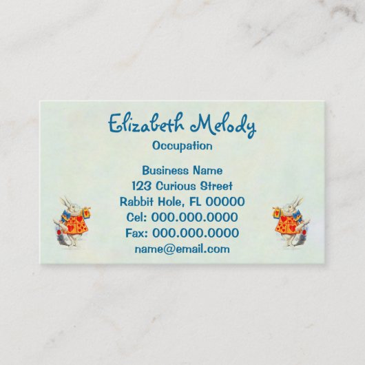 Das Kaninchen in der Alice im Wunderland ~ Visitenkarte (Vorderseite)