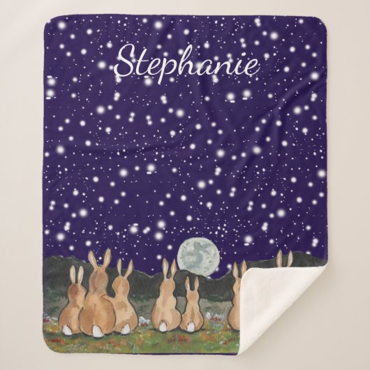 Das Kaninchen in der blauen Nacht der Mondnacht Sherpadecke (Vorderseite)