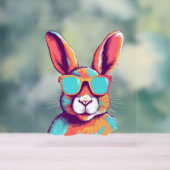 Das Kaninchen mit einer Brille verschmieren Acrylschild (Neutral)