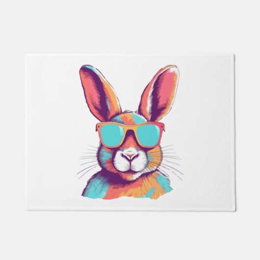 Das Kaninchen mit einer Brille verschmieren Fußmatte (Vorderseite)