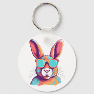 Das Kaninchen mit einer Brille verschmieren Schlüsselanhänger
