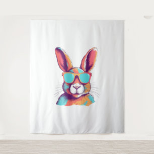 Das Kaninchen mit einer Brille verschmieren Wandteppich