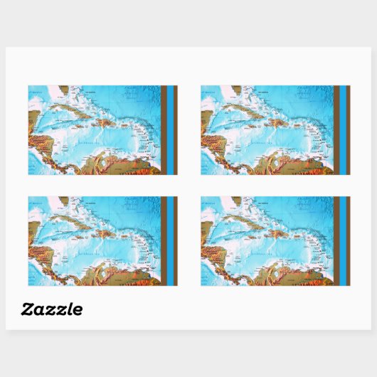 Das karibische (Karte) Rechteckiger Aufkleber (Blatt)