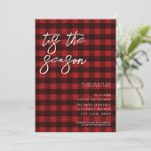 Das Karierte Weihnachtsfest der Jahreszeit Einladung (Stehend Vorderseite)