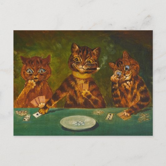 Das Kartenspiel von Louis Wain Postkarte (Vorderseite)