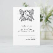 Das "Kate" Monogram-Hochzeitprogramm RSVP Karte (Stehend Vorderseite)