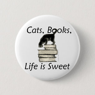 Das Katzen-Buch-Leben ist süß Button
