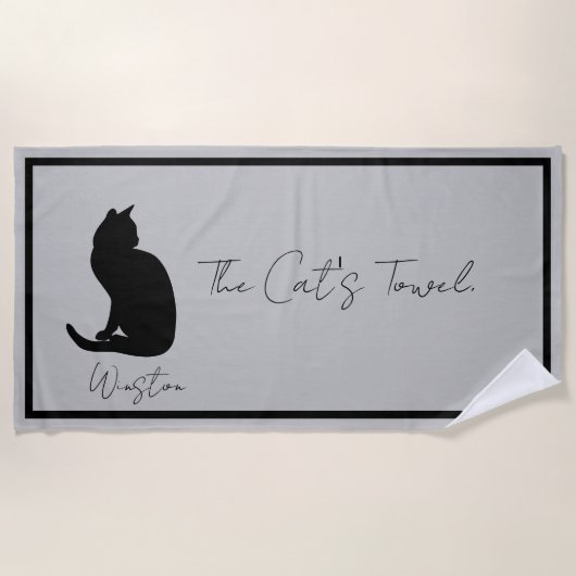 Das Katzen Handtuch grau (Vorderseite)
