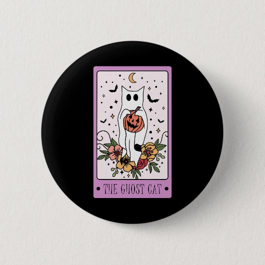 Das katzenartige Tarot Ghost Halloween Pumpkin Cat Button (Vorderseite)