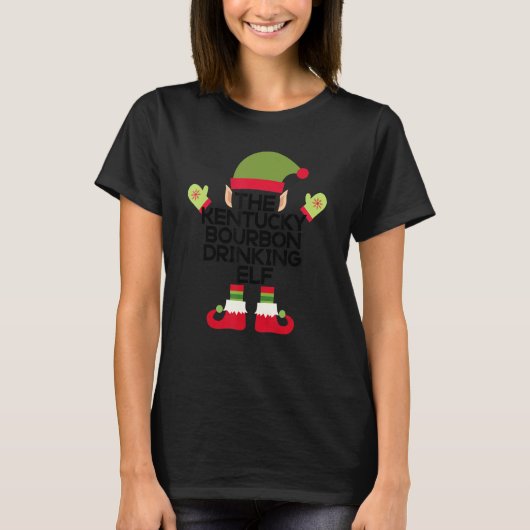 Das Kentucky Bourbon Drink Elf Funny Holiday Sp T-Shirt (Vorderseite)
