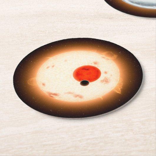 Das Kepler-16 System. Runder Pappuntersetzer (Angewinkelt)