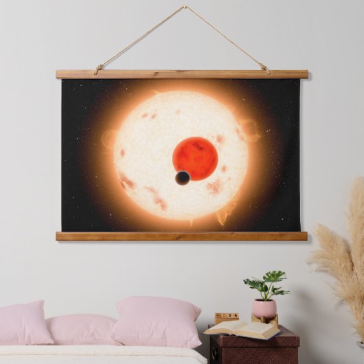 Das Kepler-16 System. Wandteppich Mit Holzrahmen (Schlafzimmer)