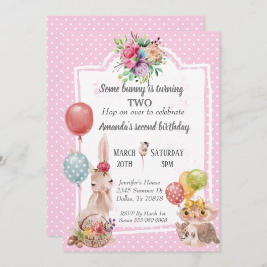 Das Kind ist ein Hübsches Osteruhn rosa Einladung (Vorne/Hinten)