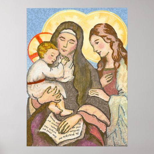 Das Kind Jesus mit seiner Mutter und Großmutter Poster (Vorne)