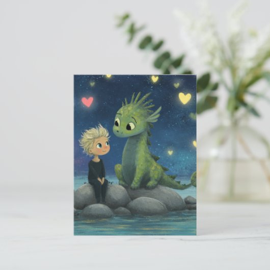 Das Kind und der Drache Postkarte (Stehend Vorderseite)