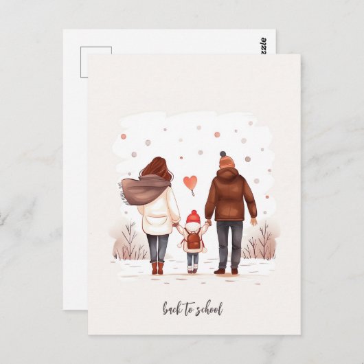 Das Kind zur Schule bringen Postkarte (Vorne/Hinten)