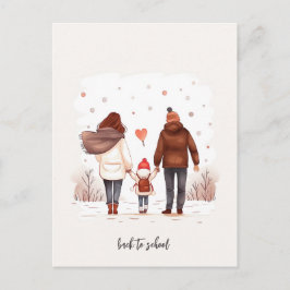 Das Kind zur Schule bringen Postkarte