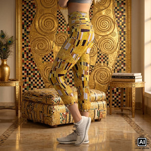 Das Kiss-Muster von Gustav Klimt, Art Nouveau Capri Leggings