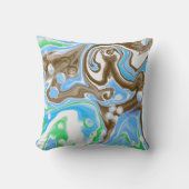 Das Kissen ist in grün-blau-braunem Marmor gehalte (Vorderseite)