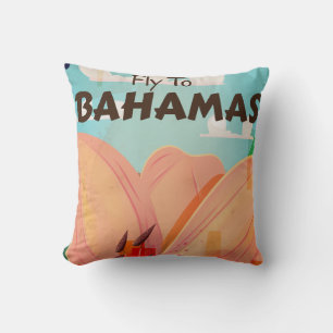 Das klassische Vintage-Reiseposter der Bahamas Kissen