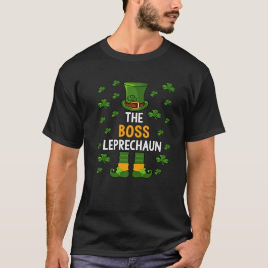 Das Kleeblatt Boss Leprechaun Irish Saint Paddy's T-Shirt (Vorderseite)
