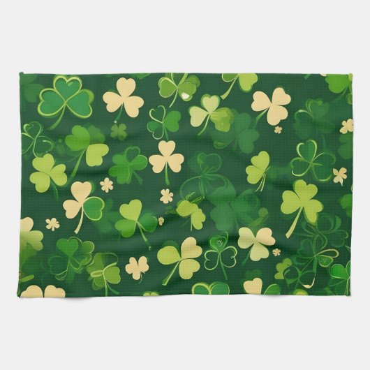 Das Kleeblatt des Grünen und Gelben St Patrick's D Geschirrtuch (Horizontal)