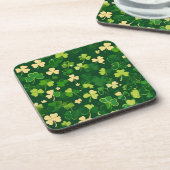 Das Kleeblatt des Grünen und Gelben St Patrick's D Getränkeuntersetzer (Linke Seite)