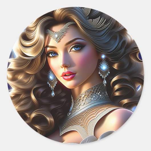 Das Kleid der Frau ist schön und beeindruckend. Es Runder Aufkleber (Vorderseite)