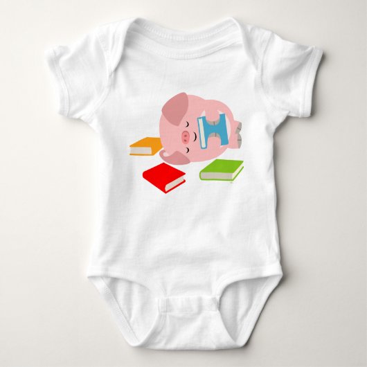 Das kleine Buch Lover (Cartoon Pig) Baby Bodysuit Baby Strampler (Vorderseite)