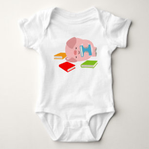Das kleine Buch Lover (Cartoon Pig) Baby Bodysuit Strampler