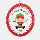 Das kleine Elf-Baby des Weihnachtsmanns Keramik Ornament (Links)