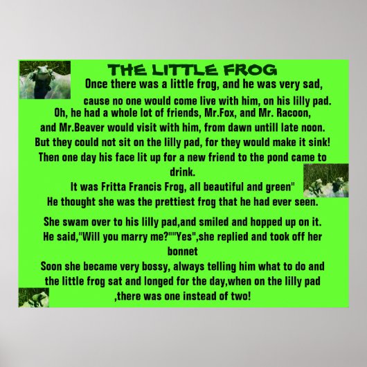 DAS KLEINE FROG, POEM-Plakat Poster (Vorne)