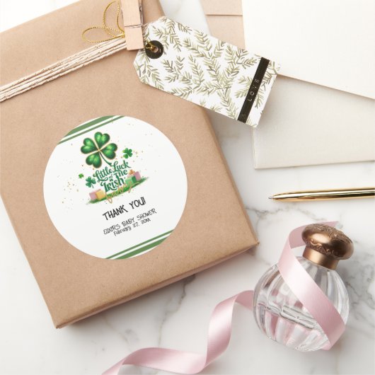 Das kleine Glück der irischen Kleeblatt Gold Baby Runder Aufkleber (Schenken)