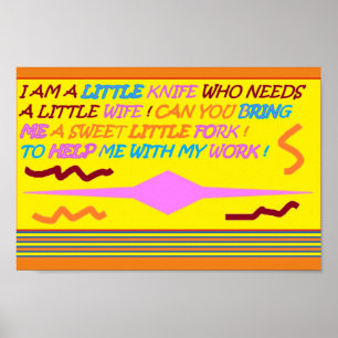 Das kleine Knife lustige Gedicht färbt orange Zitr Poster