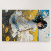 Das kleine Mädchen mit schwarzem Haar und blauen A Puzzle (Horizontal)