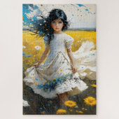 Das kleine Mädchen mit schwarzem Haar und blauen A Puzzle (Vertikal)