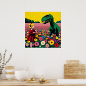 Das kleine Mädchen und die Dino Poster (Küche)