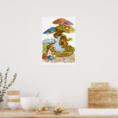 Das kleine Mädchen und sein riesiger Bonzaï. Poster (Küche)