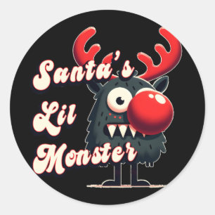 Das kleine Monster des Weihnachtsmanns Runder Aufkleber