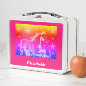 Das kleine Pony, die Regenbogenfarben personalisie Metall Brotdose (Beispiel)