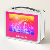 Das kleine Pony, die Regenbogenfarben personalisie Metall Brotdose (Rückseite)