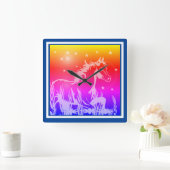 Das kleine süße Pony, pink Quadratische Wanduhr (Zuhause)