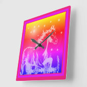 Das kleine süße Pony, pink Quadratische Wanduhr (Winkel)