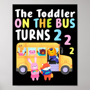 Das Kleinkind im Bus wird zwei Jahre süße Tierchen Poster
