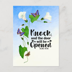 Das Klopfen und die Tür werden geöffnet, der Leine Postkarte
