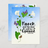 Das Klopfen und die Tür werden geöffnet, der Leine Postkarte (Vorne/Hinten)